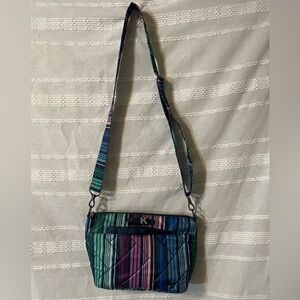 Lug Flare RFID Multi Striped Crossbody Purse